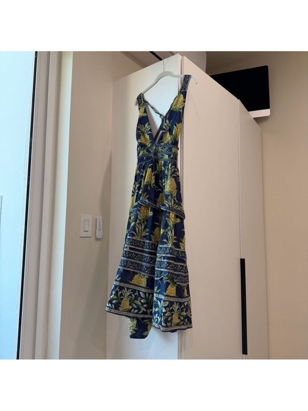 FARM Rio Navy Blue Pineapple Halter Midi Dress - Picture 5 of 8